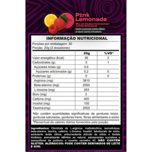 Pré treino FCKNG BOOSTER 600g - Sabor Pink Lemonade