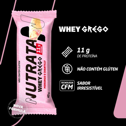 Barra de Proteína Grego Bar - Sabor Morango com Chantilly