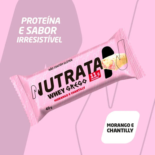 Barra de Proteína Grego Bar - Sabor Morango com Chantilly