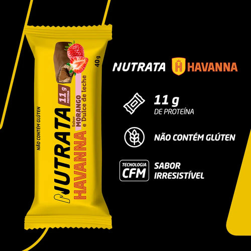 Barra de Proteína Havanna - Sabor Doce de Leite e Morango